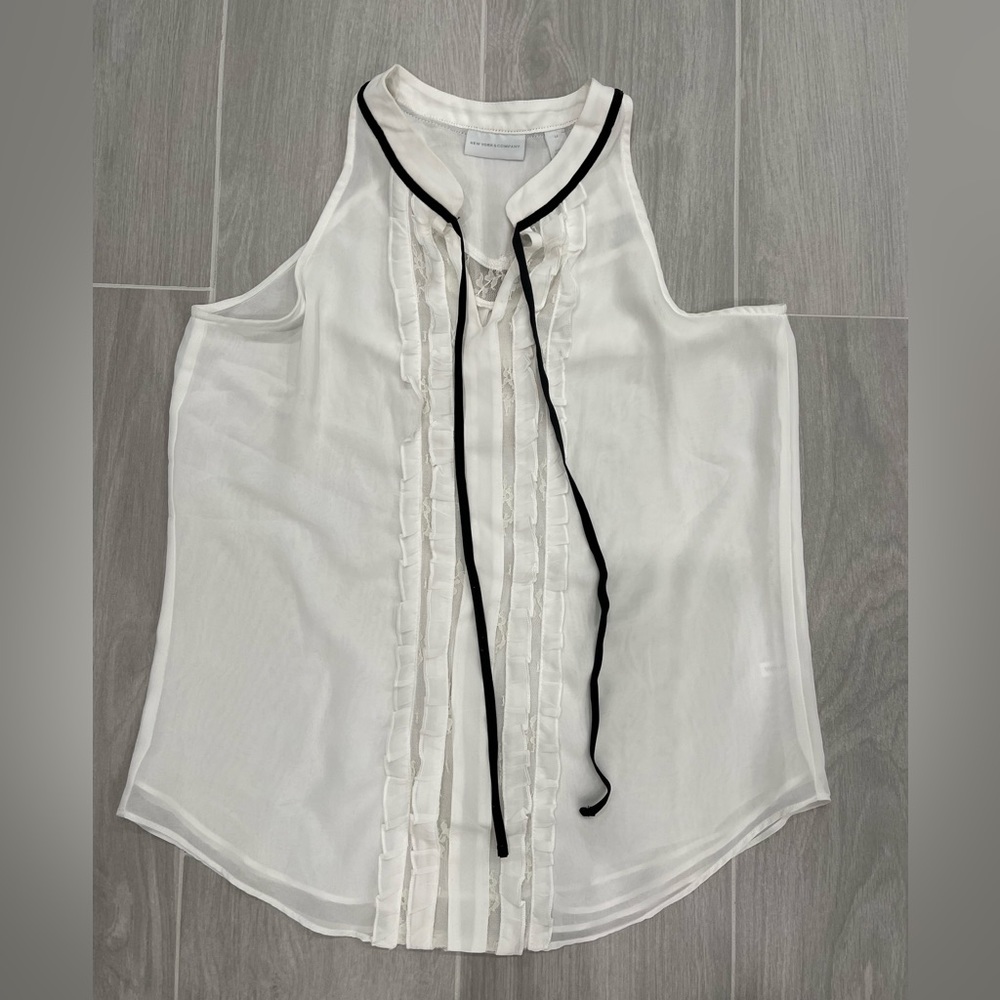 New York & Company Sleeveless Ruffle Blouse